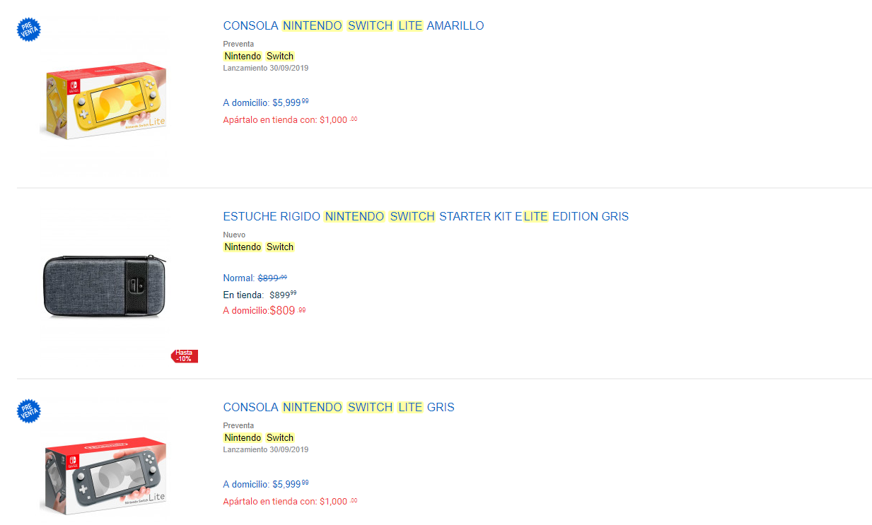 precio de nintendo switch lite