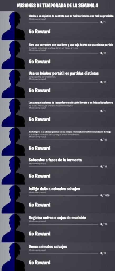 Fortnite Misiones de la semana 4 Temporada 4